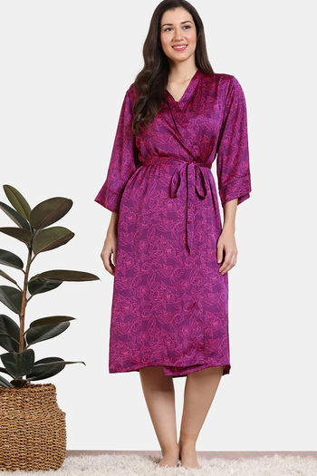 Buy Zivame Primrose Woven Robe - Dark Purple